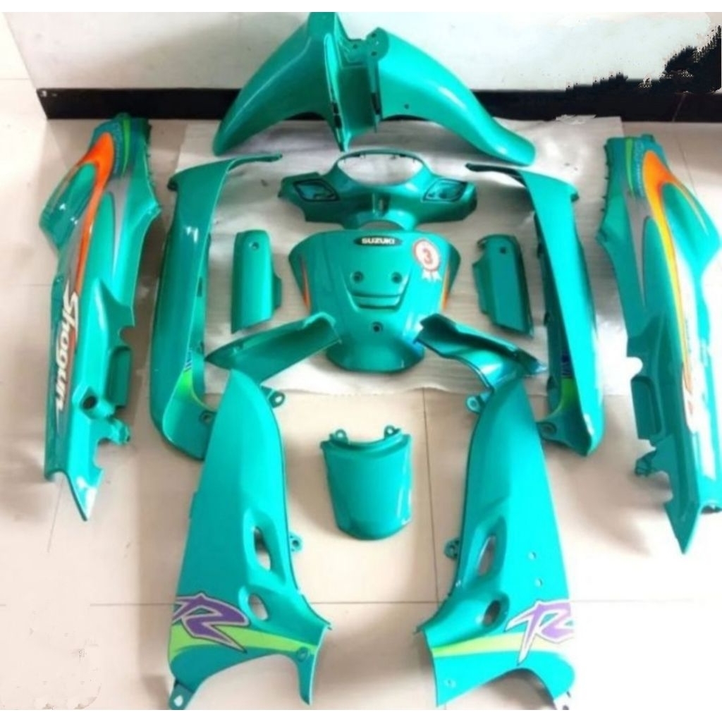 Cover  body full set shogun r 110 warna hijau toska