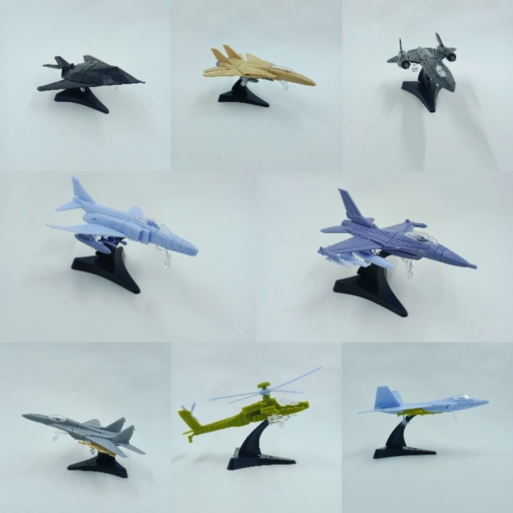 Model kit mokit pesawat tempur helikopter F-117, F-22, F-14, F-4, F-16, Mig-29, AH-64, SR-71 merk 4D