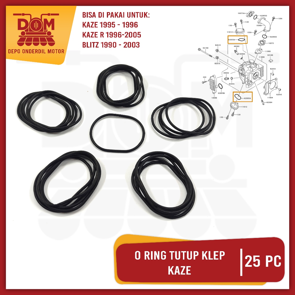 Oring Tutup Klep KAZE ISI 25 PCS (PSP) O Ring Seal Sil Karet Cylinder OTK KAWASAKI KAZE R / BLITZ