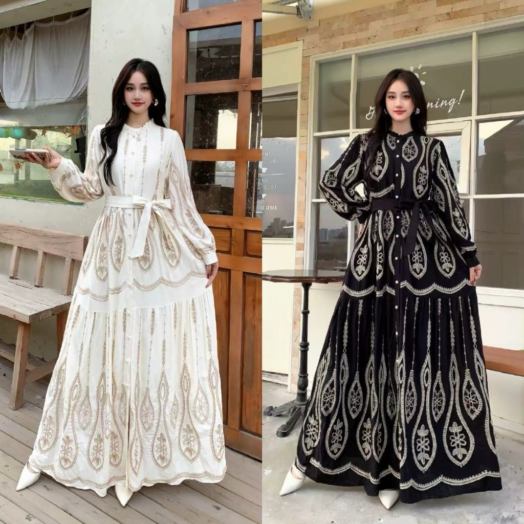 asyila dress, Dress Maxi, lafreya dress, gamis putih, white maxi, dress katun bordir, gamis eyelet, 