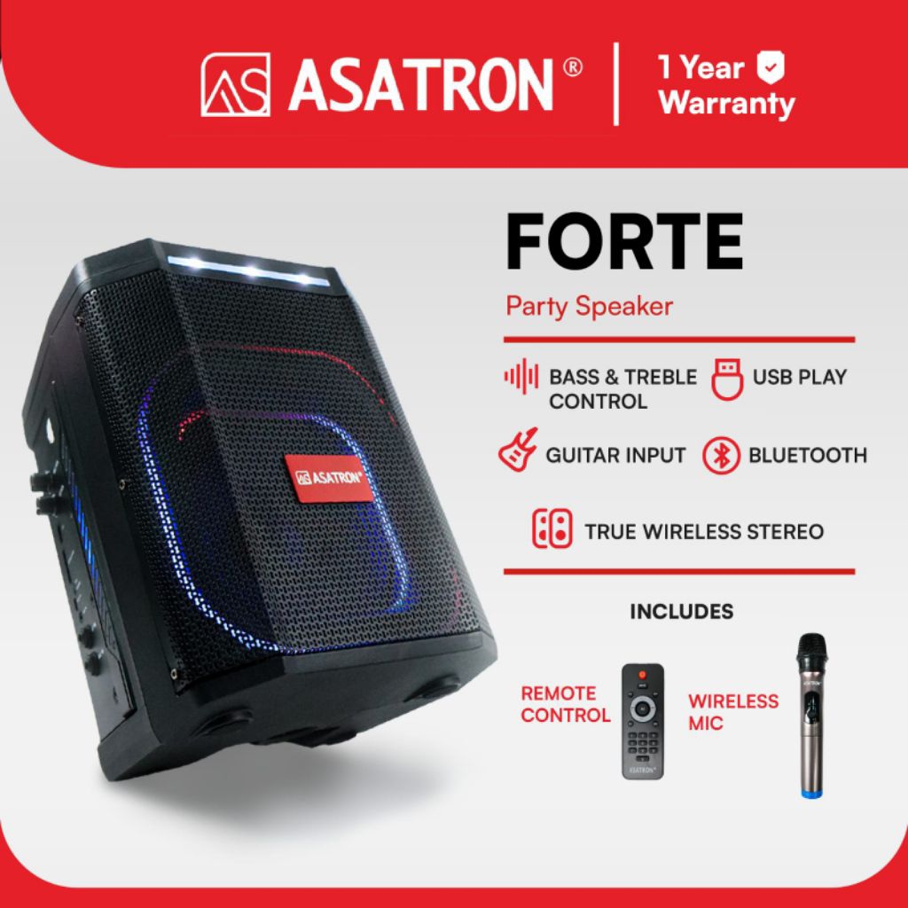 SEPIKER PORTABEL ASATRON 8 INCH FORTE 8 USB BLOOTOTH MP3 Fm radio
