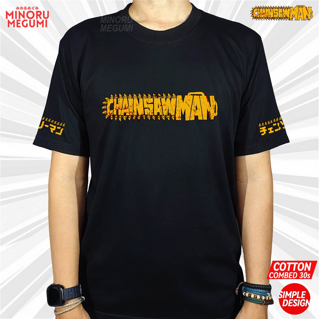 [Minoru Megumi] Kaos T-Shirt Anime CHAINSAWMAN LOGO - Kaos Waifu - Kaos Chainsawman