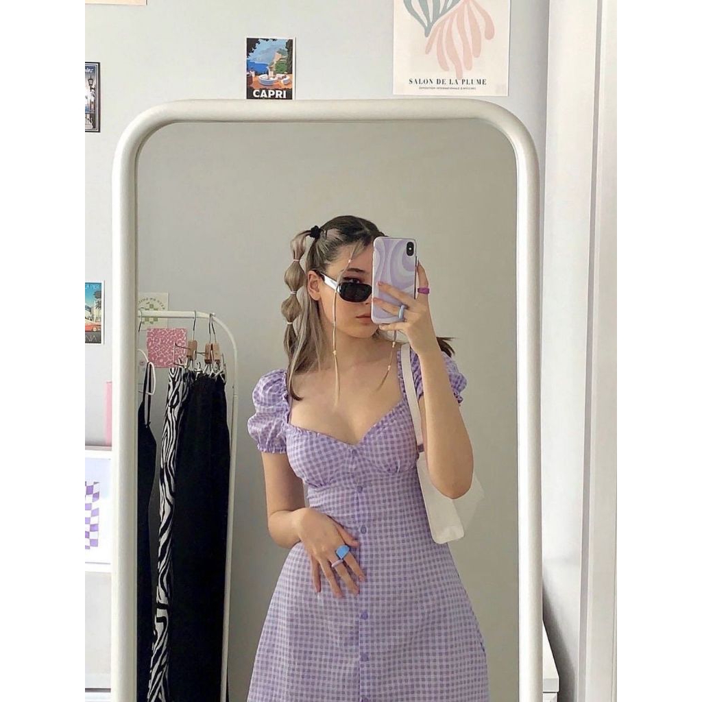 HnM Square Collar Mini Dress Lilac