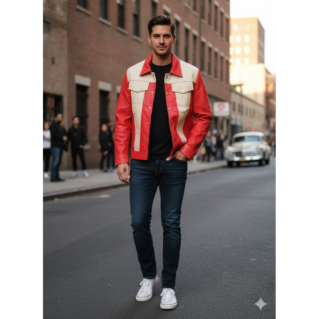 jaket kulit asli 100% MURCE MODEL LEVIS KOMBINASI WARNA size m fitL