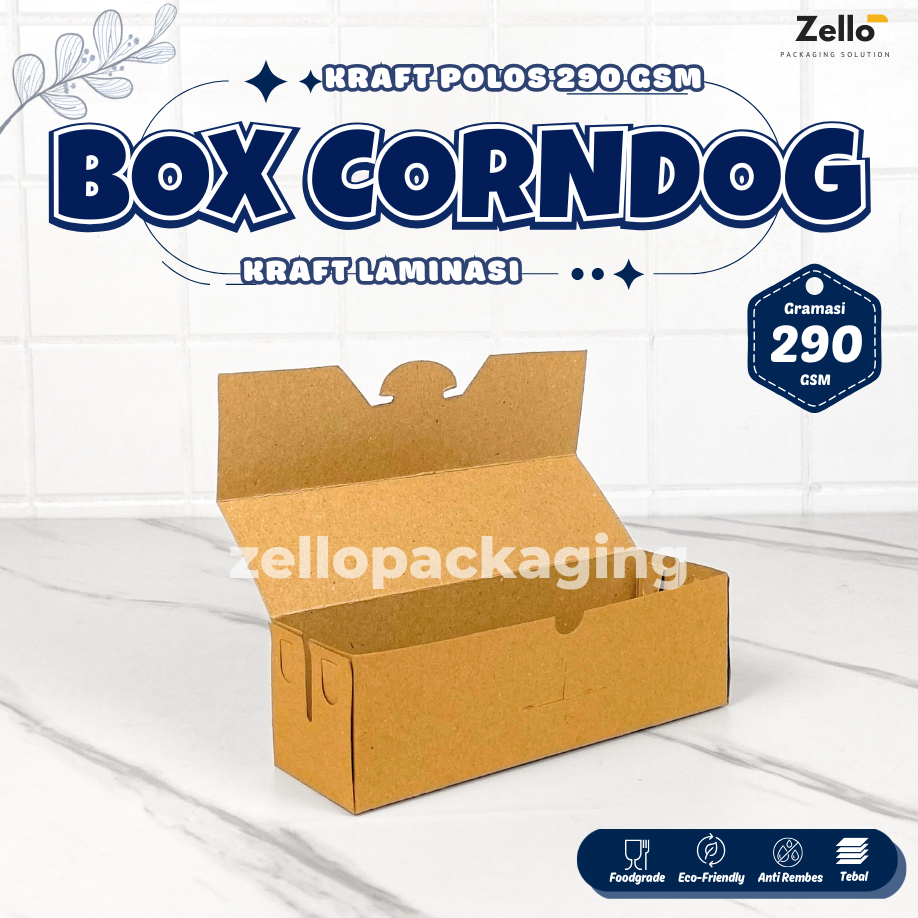 Kotak Hotdog Box Crondog Pisang Coklat Sosis Anti Lengket Laminasi