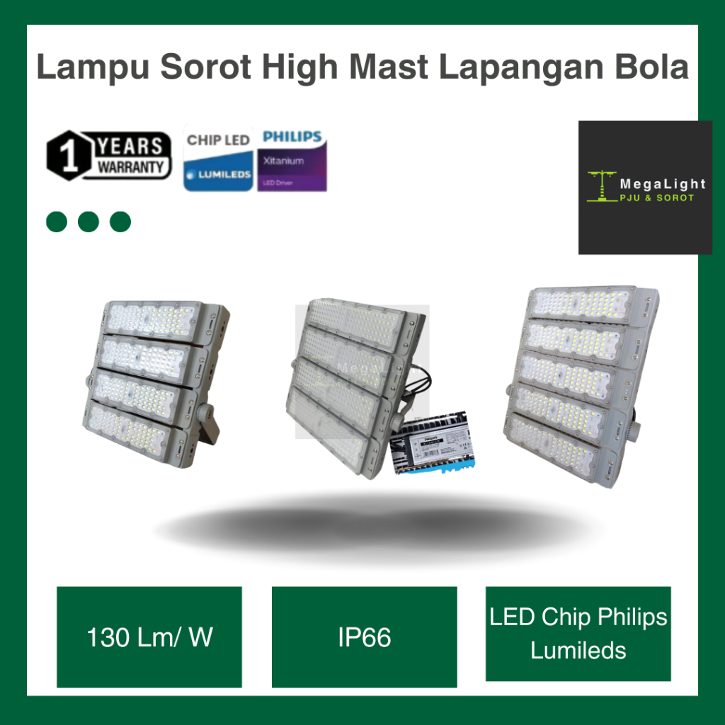 Lampu Sorot LED Highmast Outdoor Trafo Philips 100-1000W