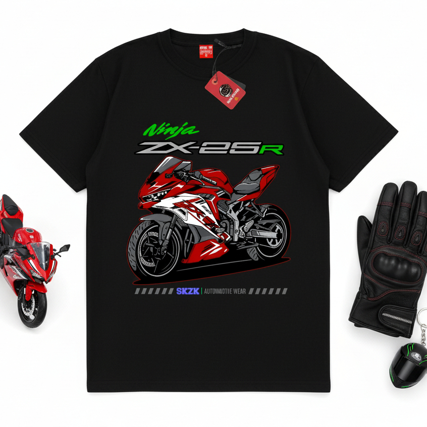 Gilan T Shirt Kaos Baju Distro Anak Gambar Motor NINJA ZX-25R Seri Otomotif