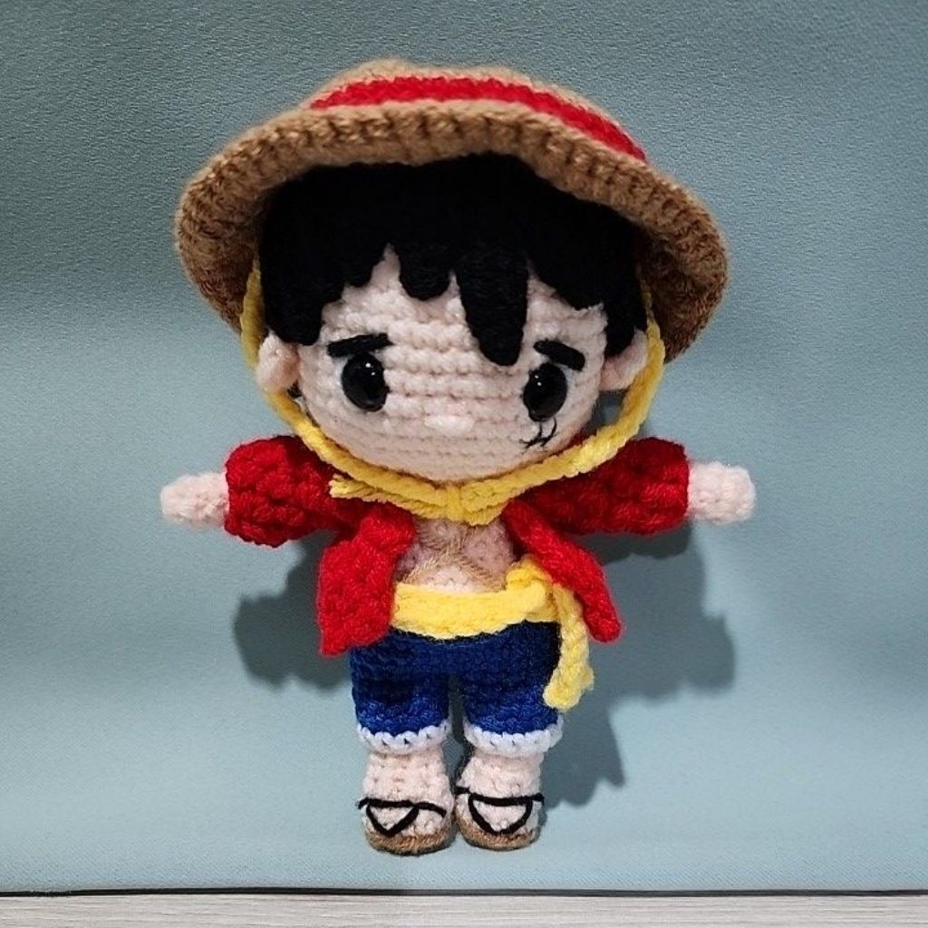 crochet doll one piece - luffy / boneka rajut one piece - luffy