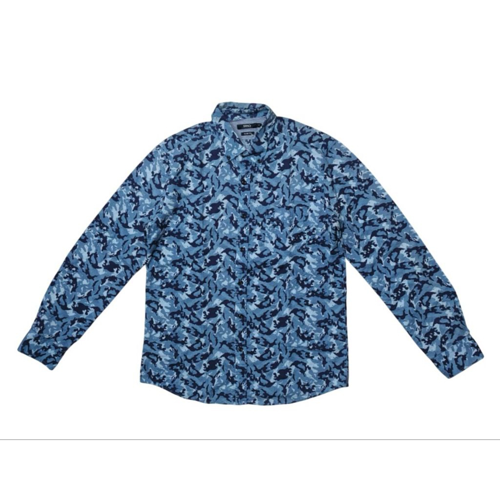 SPAO Camo Blue Shirt SlimFit