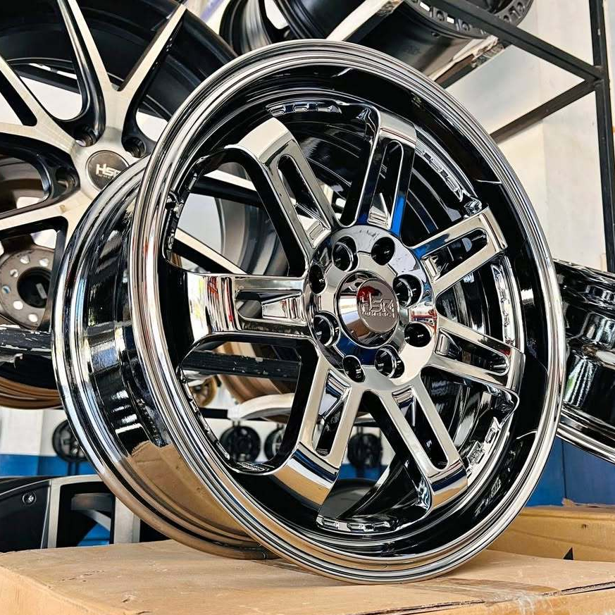 Velg Black Chrome Ring 17 HSR Daimon Buat Mobil Fiesta Swift Jazz Avanza