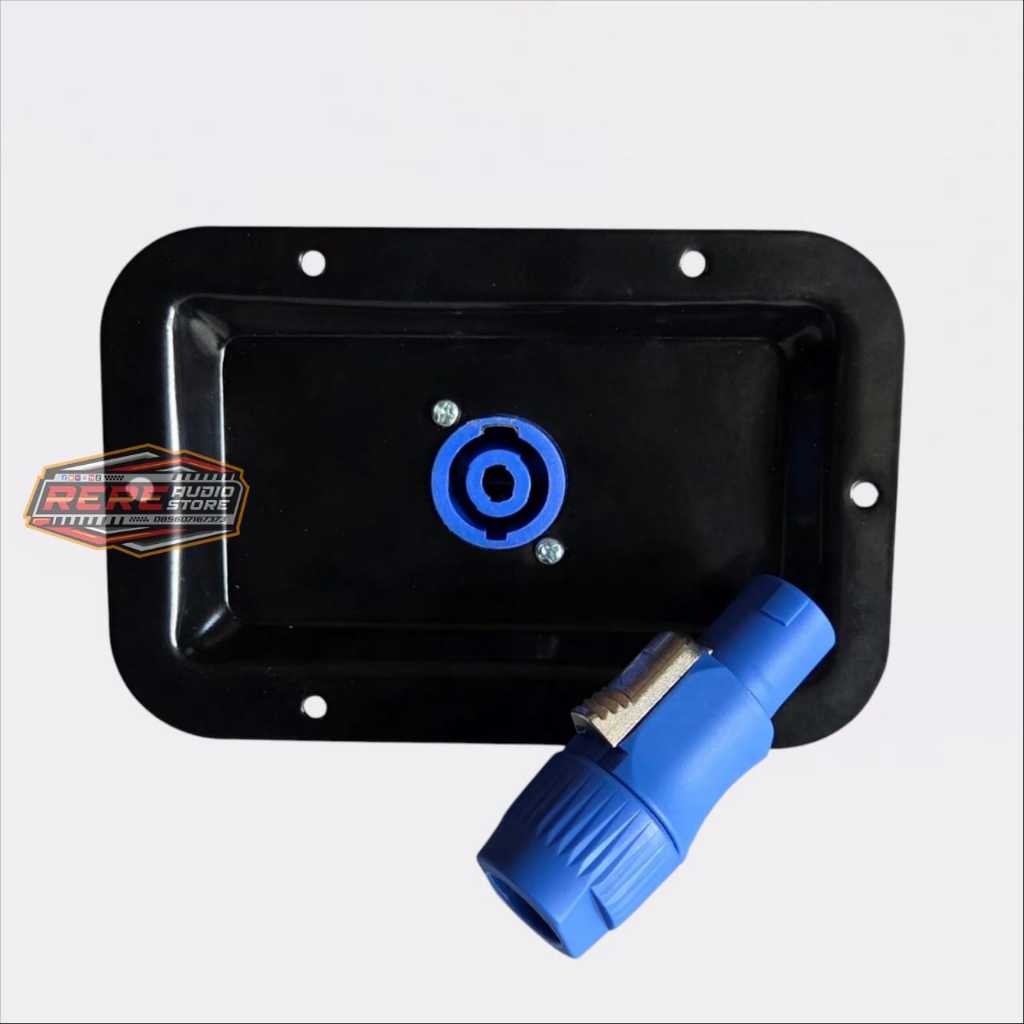Plat Speakon Tunggal / Panel Spikon Datar / Terminal Speaker Lengkap Connector Soket & Jack Speakon