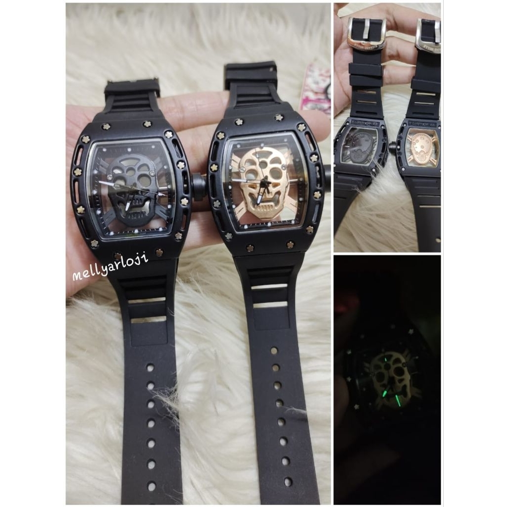 Jam tangan pria transparan rmskulll batre