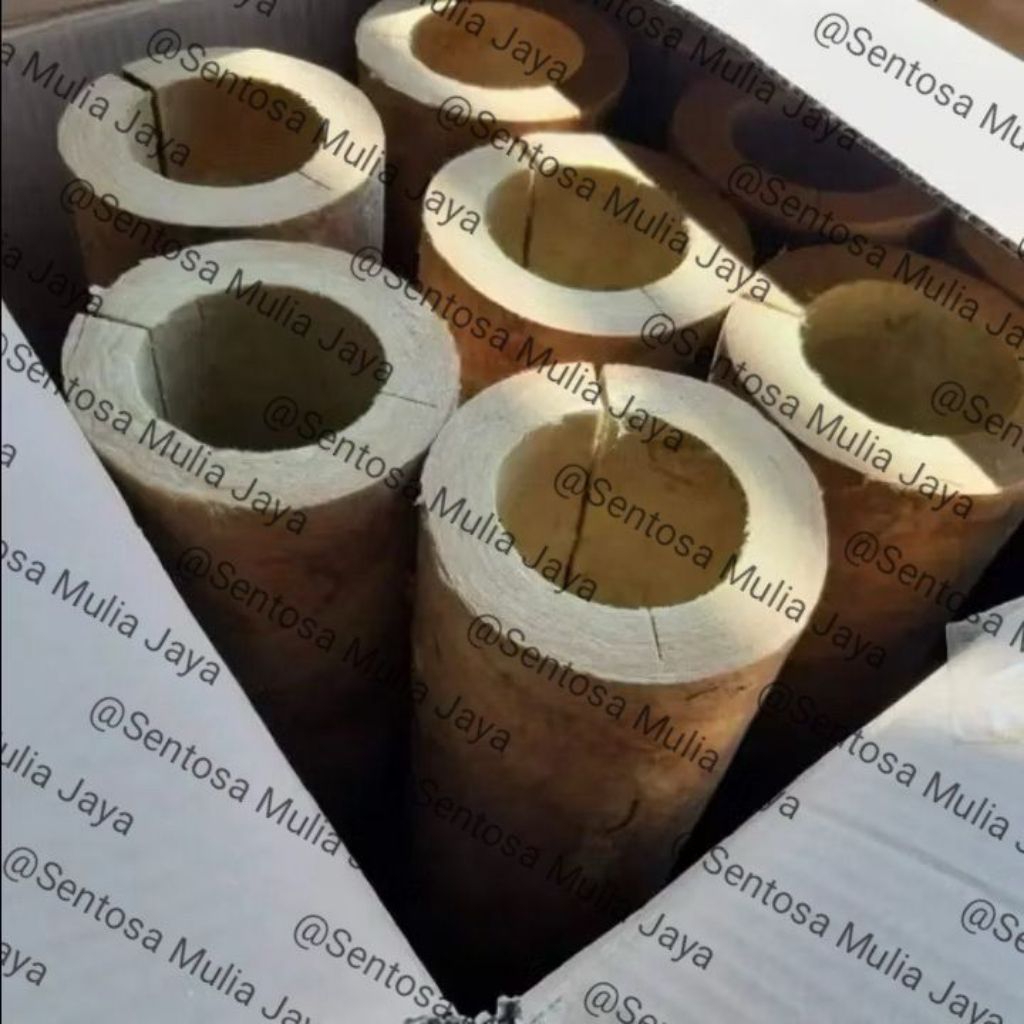 Rockwool Pipa uk 1/2" 3/4" 1" 11/4" 11/2" 2" 21/2" 3" 4" 5" 6" 8" 10" 12" 14" 16" 18" 20" Tebal 25mm