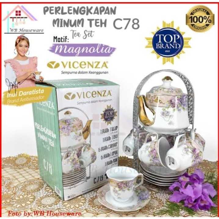 Cangkir Tea Set Teko Vicenza C78 Padi Loly Camelia Lily magnolia