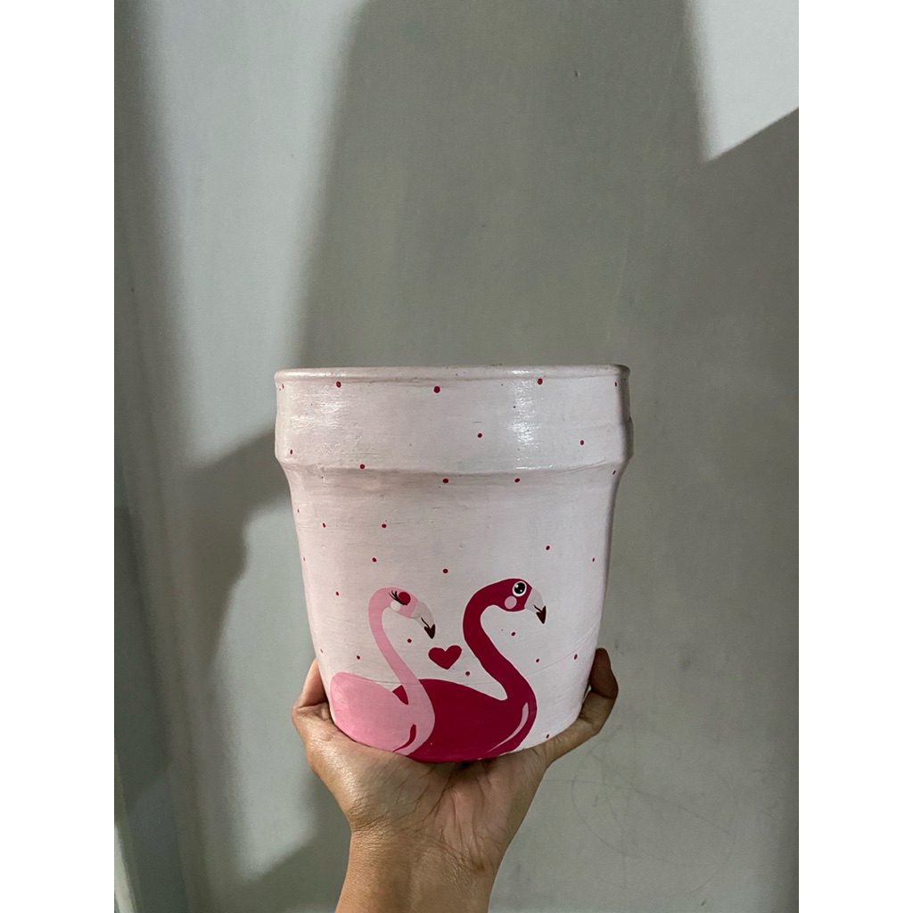 Pot gerabah lukis - pot bunga - pot tanaman - KHUSUS INSTANT