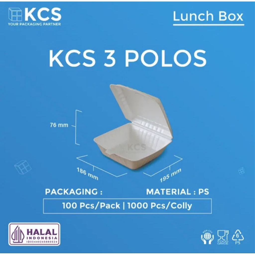 [ISI 100 PCS] Foam KCS 3 polos nasi bubur jajan snack hajatan  / Styrofoam / Sterofoam / Tempat maka