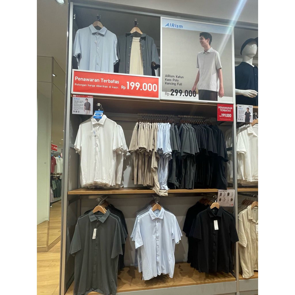 AIRism Katun Kaos Polo Kancing Full UNIQLO JASTIP