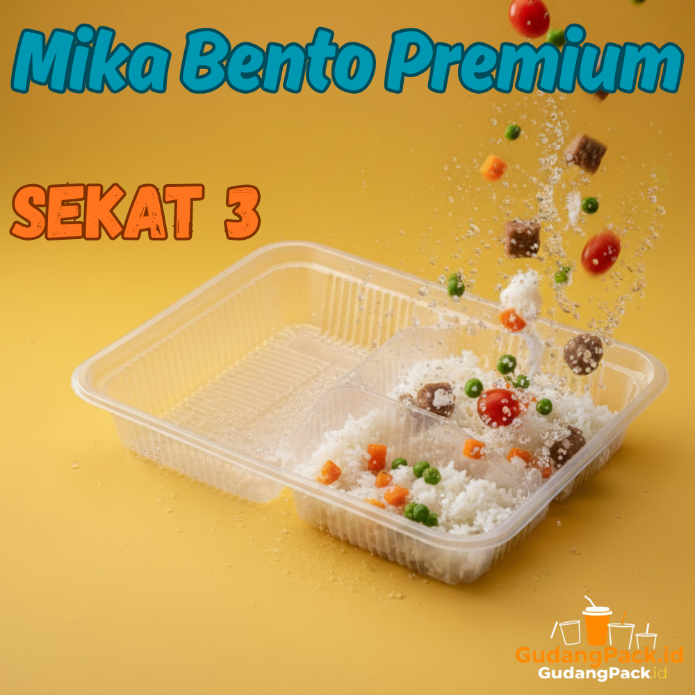 Mika Bento Premium Sekat 3 Katering / Wadah Mika Catering Kotak Nasi