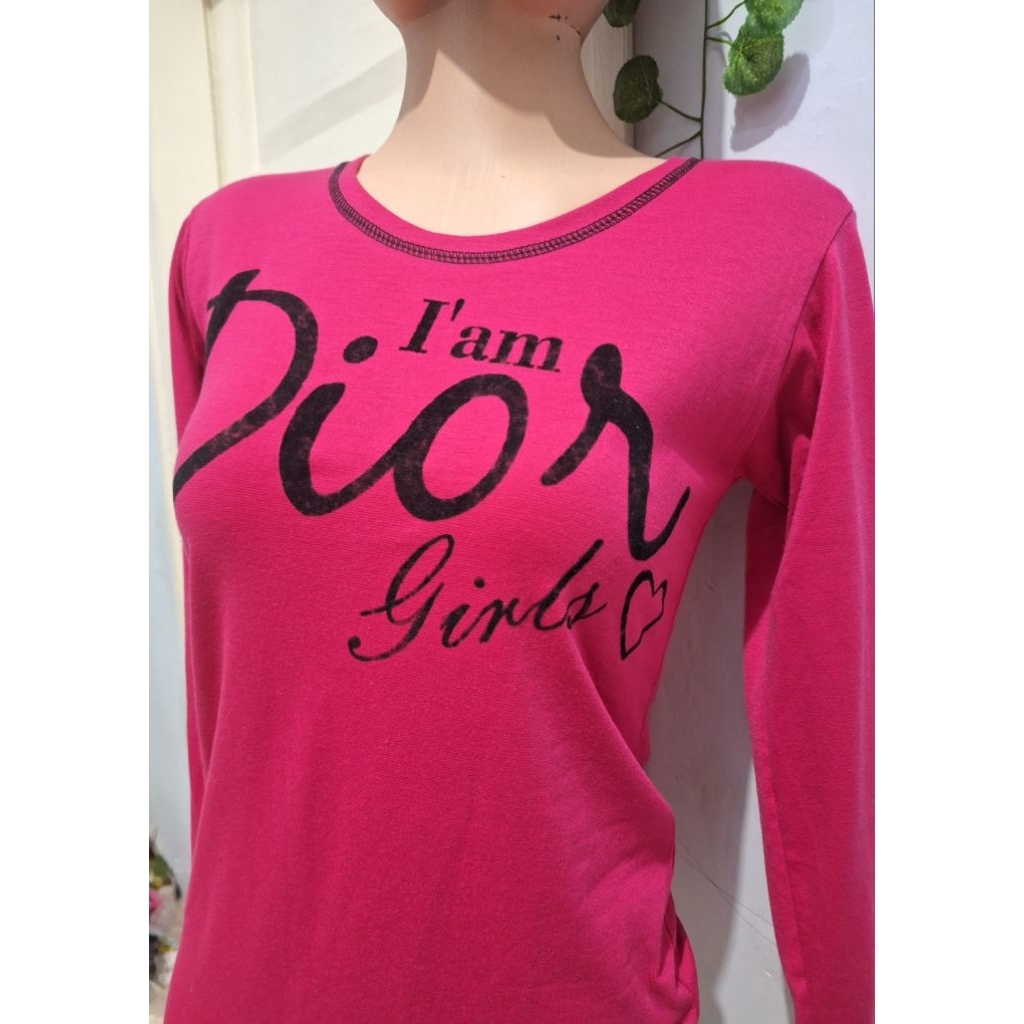 kaos lengan panjang pink fanta dior size 10 th - remaja