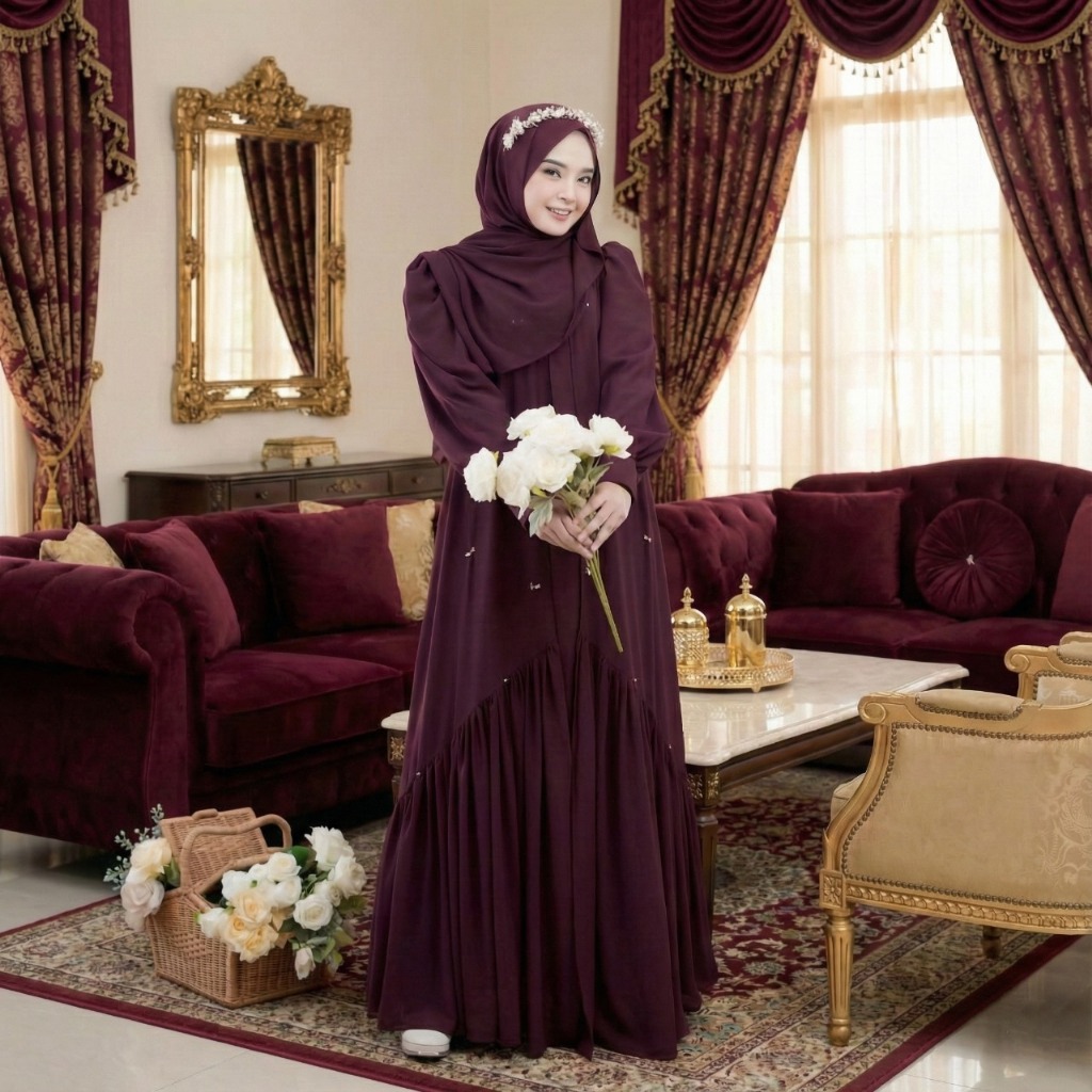 Baju Gamis Lebaran 2026 Model Baru - Abaya Aestethic Korean Style - Dress Muslim Viral Kekinian Baha