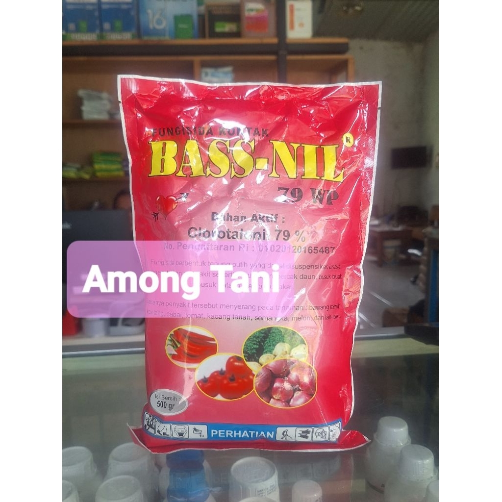 Fungisida Bass-Nil 79 WP. 500 gr / Klorotaronil 79% / pencegah patek / pencegah busuk batang dan bus