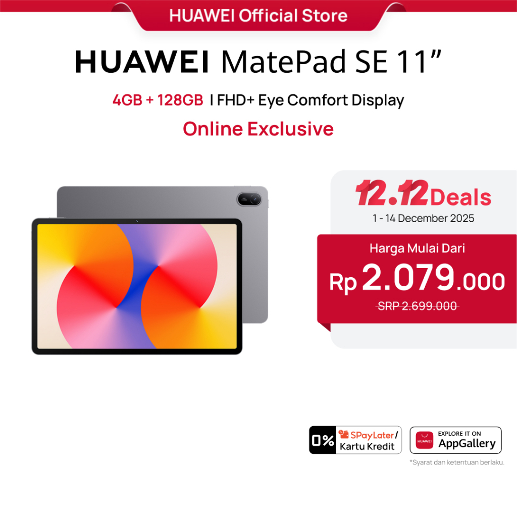 [TURUN HARGA] HUAWEI MatePad SE 11" Tablet [4+128GB] | FHD+ Eye Comfort Display | 7700mAh | Metal Un
