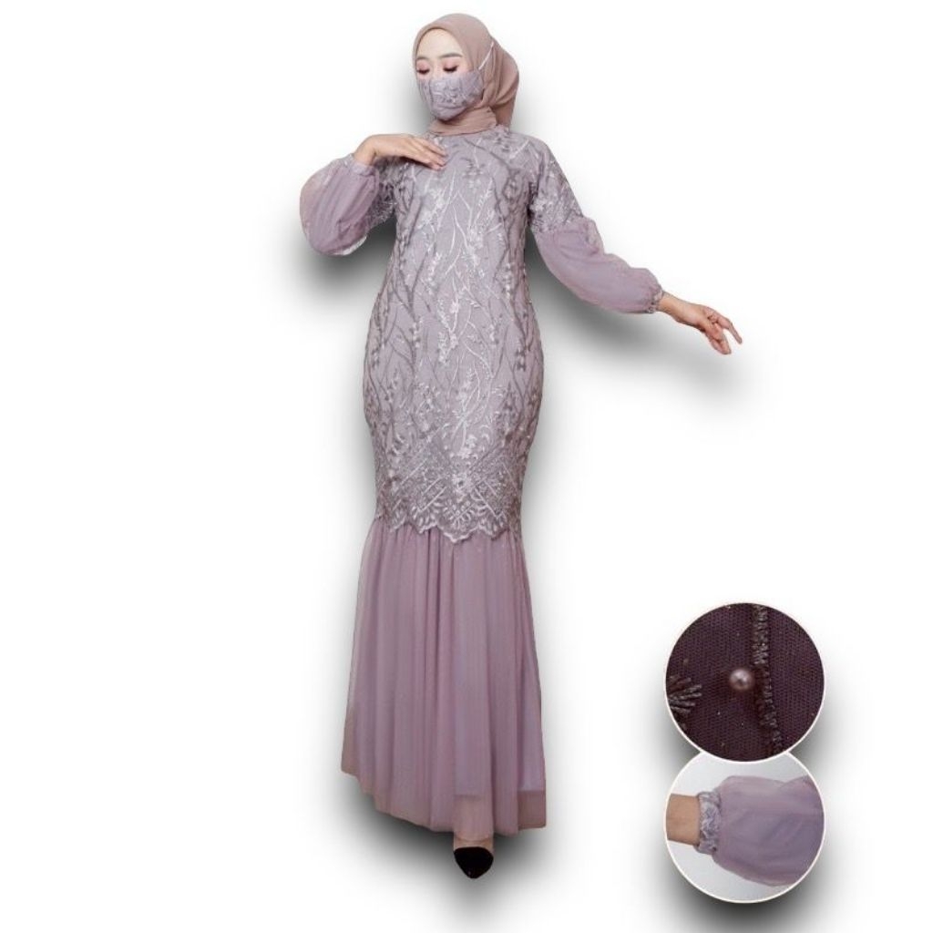 GAMIS DUYUNG FARISA/ GAMIS DUYUNG TUTU BRUKAT TILE MUTIARA/ GAMIS FASHION PESTA/ GAMIS KEBAYA TERBAR
