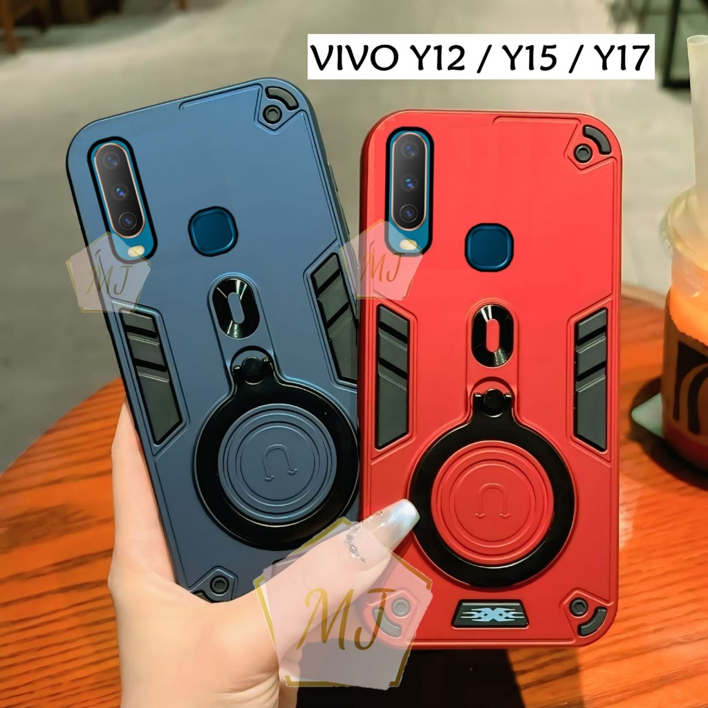 Casing Hp Vivo Y12 / Vivo Y15 / Vivo Y17 Case Robot Fiber Ring 360 Ring Case Pro Camera Cover Handph
