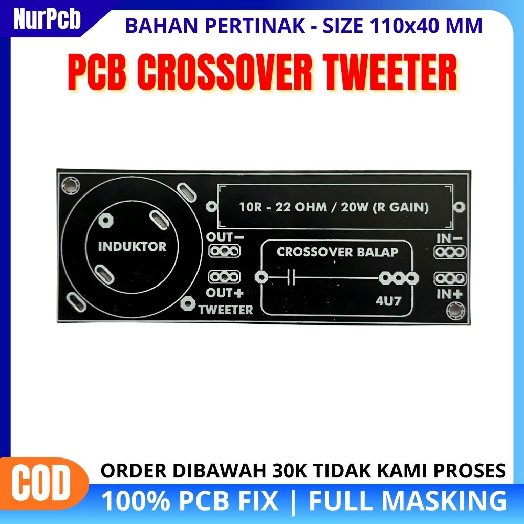 NUR PCB - Pcb crossover pasif 1way balap | crossover tweeter | crossover pasif high | bahan pertinak