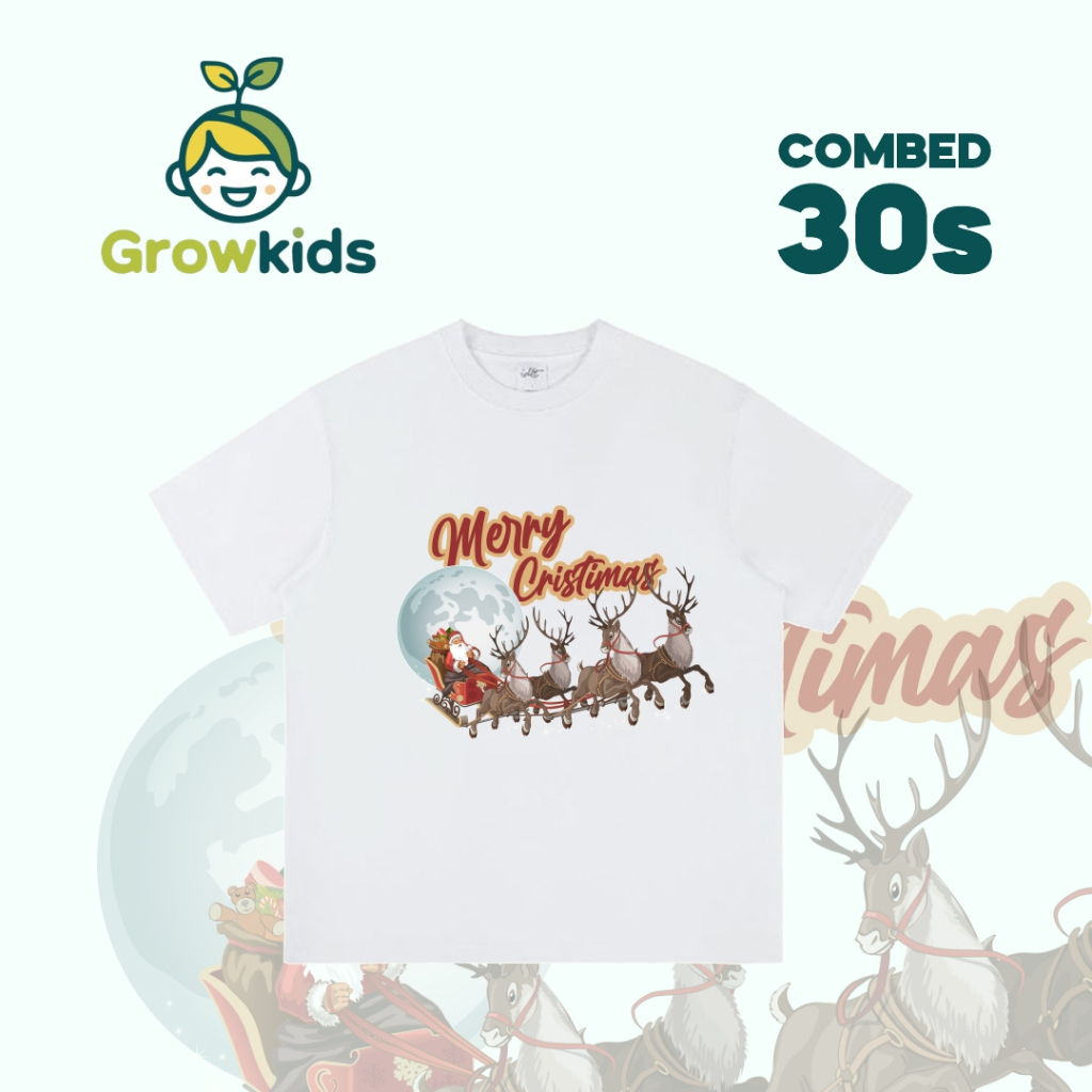 Kaos anak Natal Laki-laki Perempuan Baju Merry Cristimas Umur 3-7