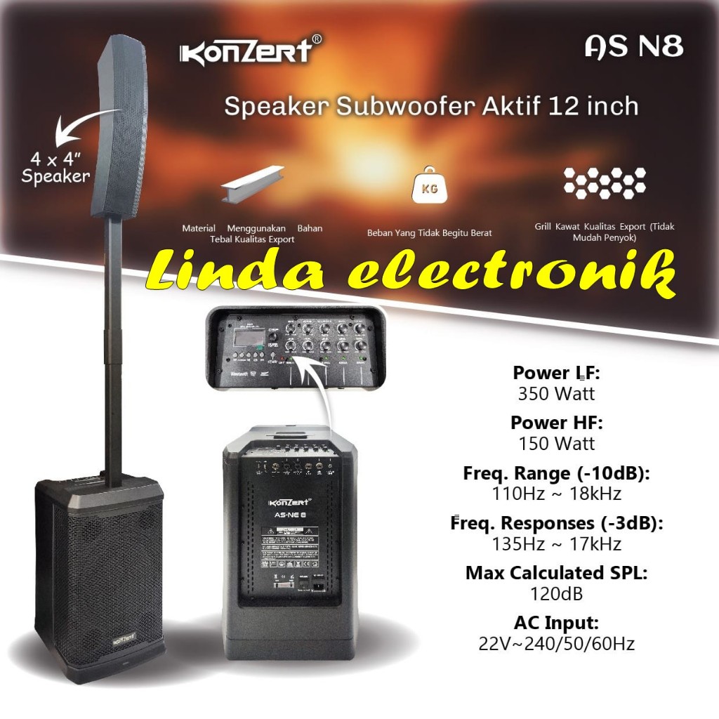 Speaker Aktif Column Satelite 12 Inch KONZERT AS N8 | AS N 8 Original By AUDIO SEVEN