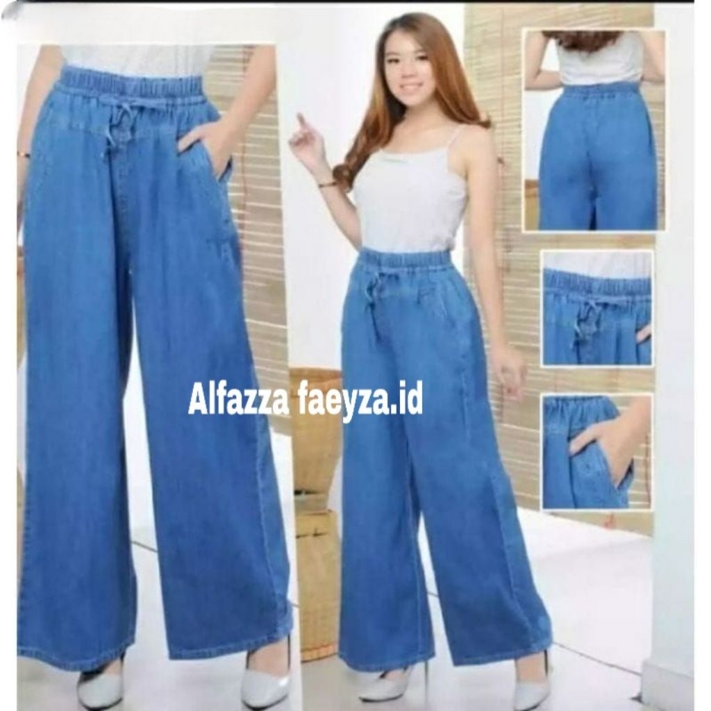 CELANA KULOT JEANS RAWIS PINGGANG KARET CELANA PANJANG WANITA/KULOT JEANS