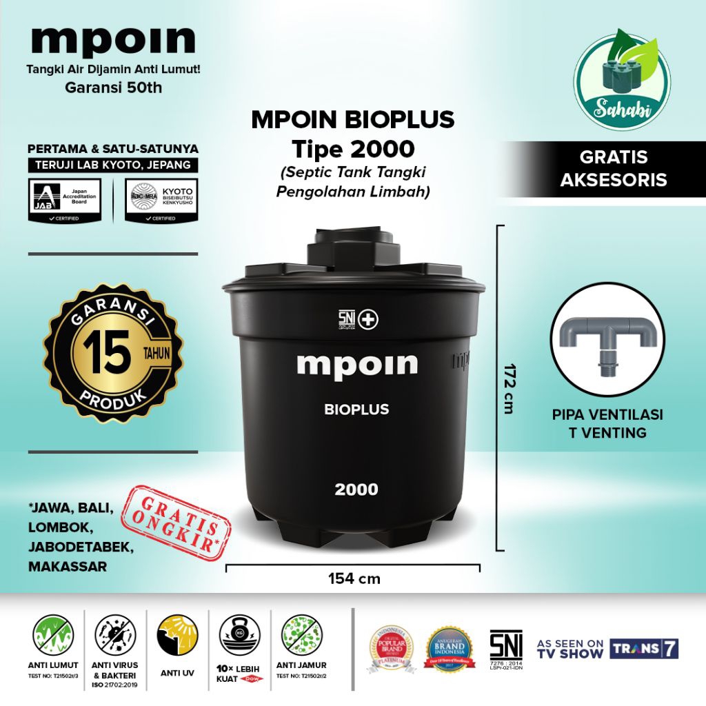 Tandon Air - MPOIN BIOPLUS 2000L SEPTIC TANK