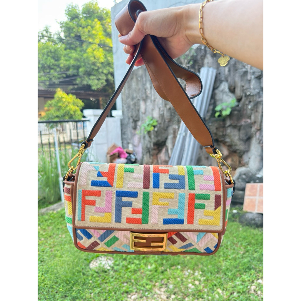 Fendi Multicolor Canvas Baguette