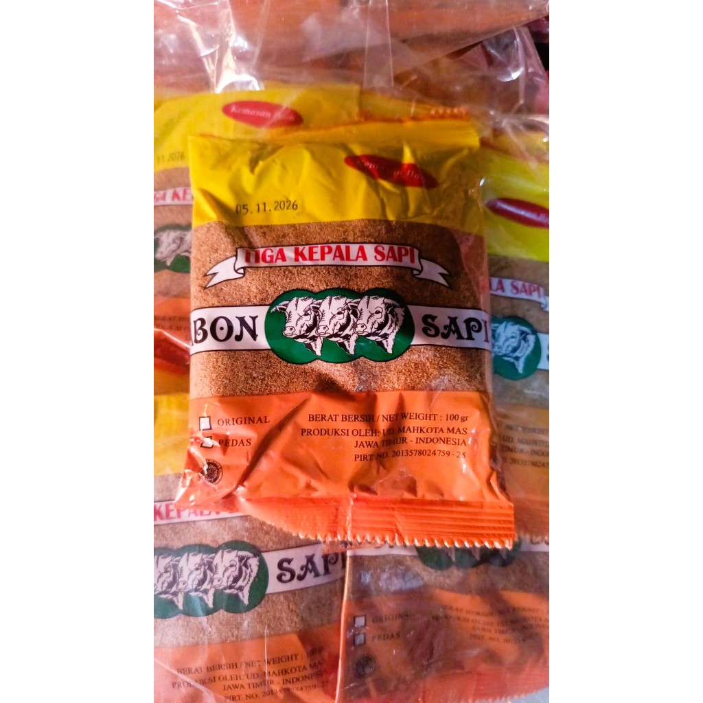 abon sapi tiga kepala sapi 100 gr pasar online makassar