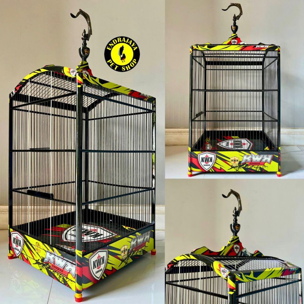 SANGKAR KWK DECAL GEPENGAN SERIES TERBARU | SANGKAR BURUNG NO 2 SIZE 37X43 CM RUJI FIBER DECAL WATER