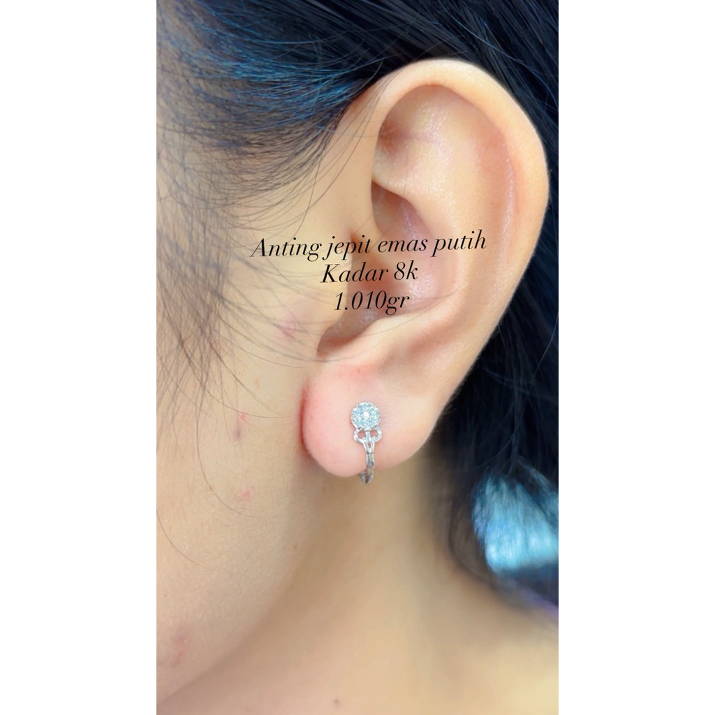 anting emas putih kadar 375%