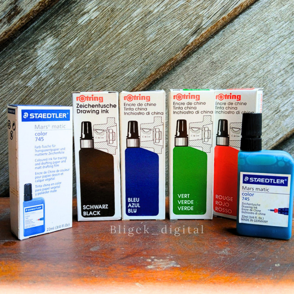 Drawing Ink / Tinta Isograph Rotring 23 ml Dan Tinta Rapido Staedtler Mars Matic 745 22 ml