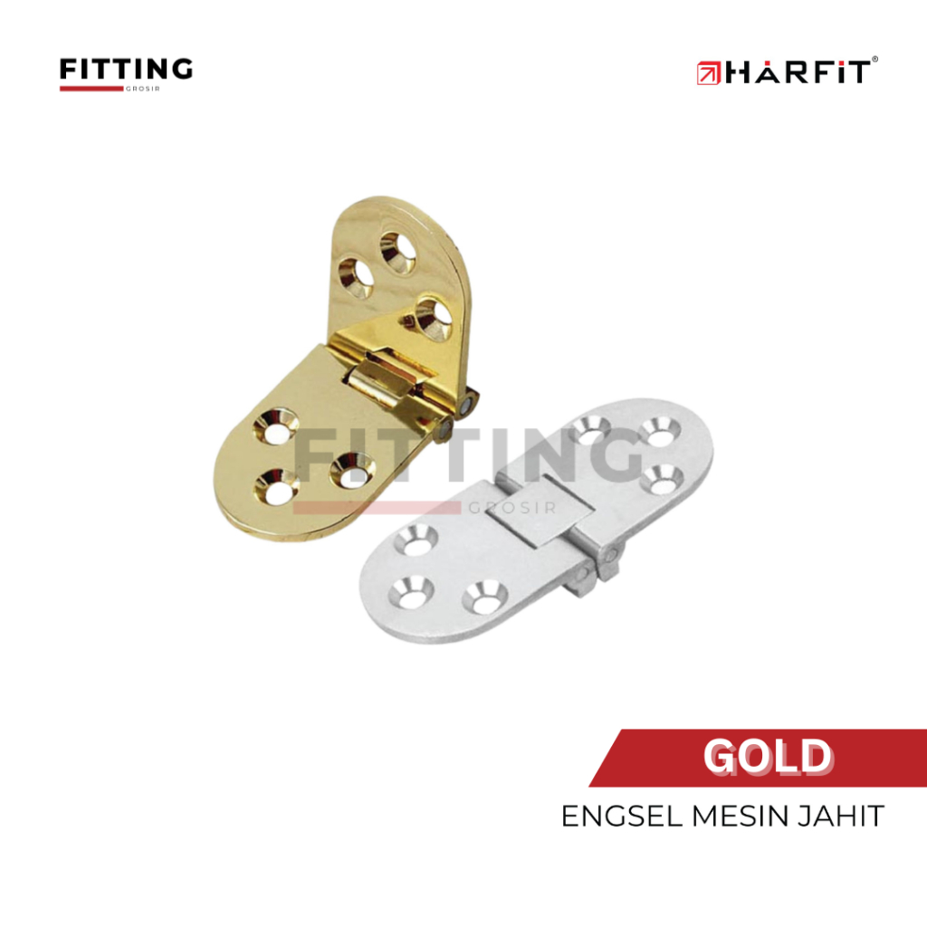 HARFIT Engsel Mesin Jahit 180° – Folding Hinge/Engsel Meja Lipat Zinc Alloy - GOLD Finish