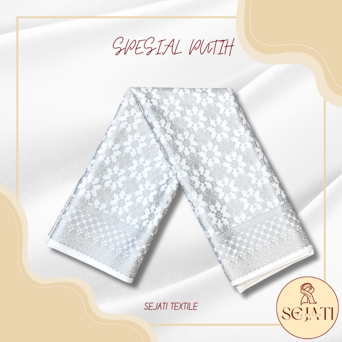 SPESIAL TERMURAH‼️Kain Songket PUTIH Palembang Melayu Tenun Meteran Eceran Murah Harga ½ Meter