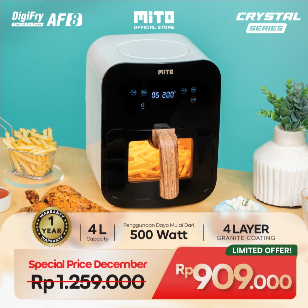 Mito AF8 Crystal Series Air Fryer - Penggorengan Tanpa Minyak