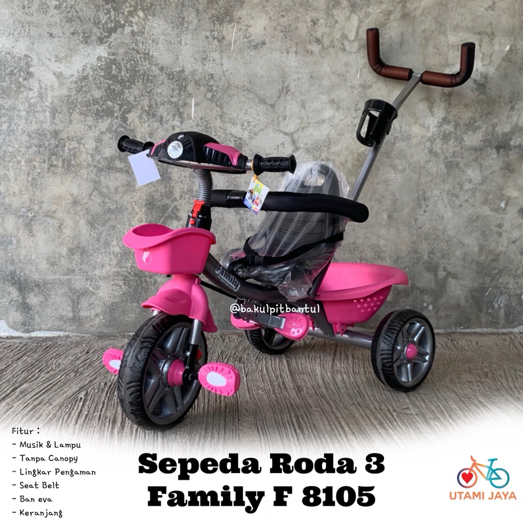 Sepeda Anak roda 3 Tiga Family F8105 tanpa canopi | Sepeda Roda 3 Tiga Famili F8105 Tanpa Canopi