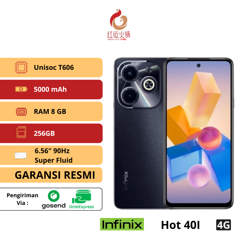 Infinix Hot 40i 8/256GB - Up to 16GB Extended RAM - Unisoc T606 - starlit black