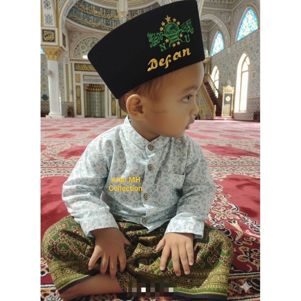 peci muslim / peci NU / songkok hitam peci bordir nama
