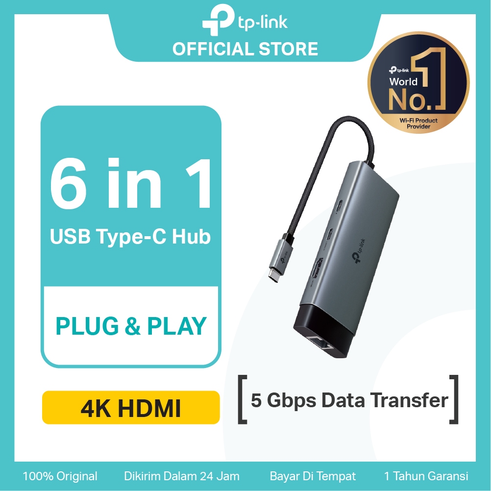 TP-Link UH6120C | 6in1 USB Hub Type C | USB3.0 | 5Gbps LAN Internet | 4K HDMI Phone Laptop Adapter