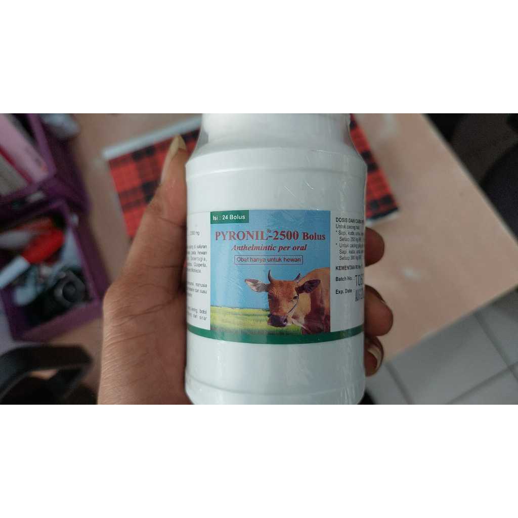 PYRONIL 2500 ISI 24 BOLUS ( OBAT CACING BOLUS / TABLET ALBENDAZOLE 2500MG SAPI KAMBING KUDA KERBAU