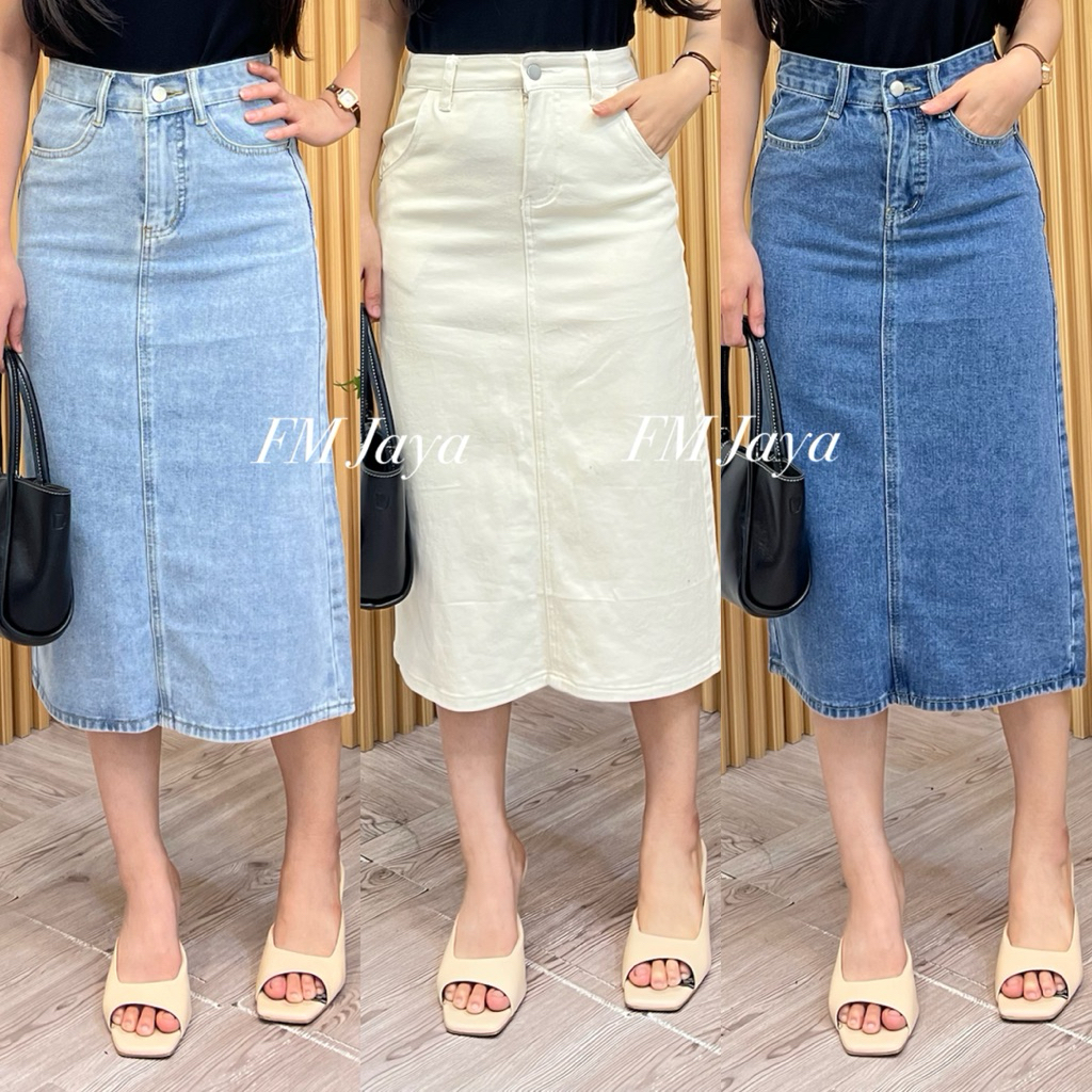 ROK JEANS PANJANG 2059 || ROK JEANS PREMIUM WANITA || ROK JEANS PANJANG