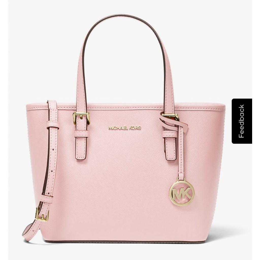 mk jet set xs travel tote zip hand/crossbody bag powder blush pink k