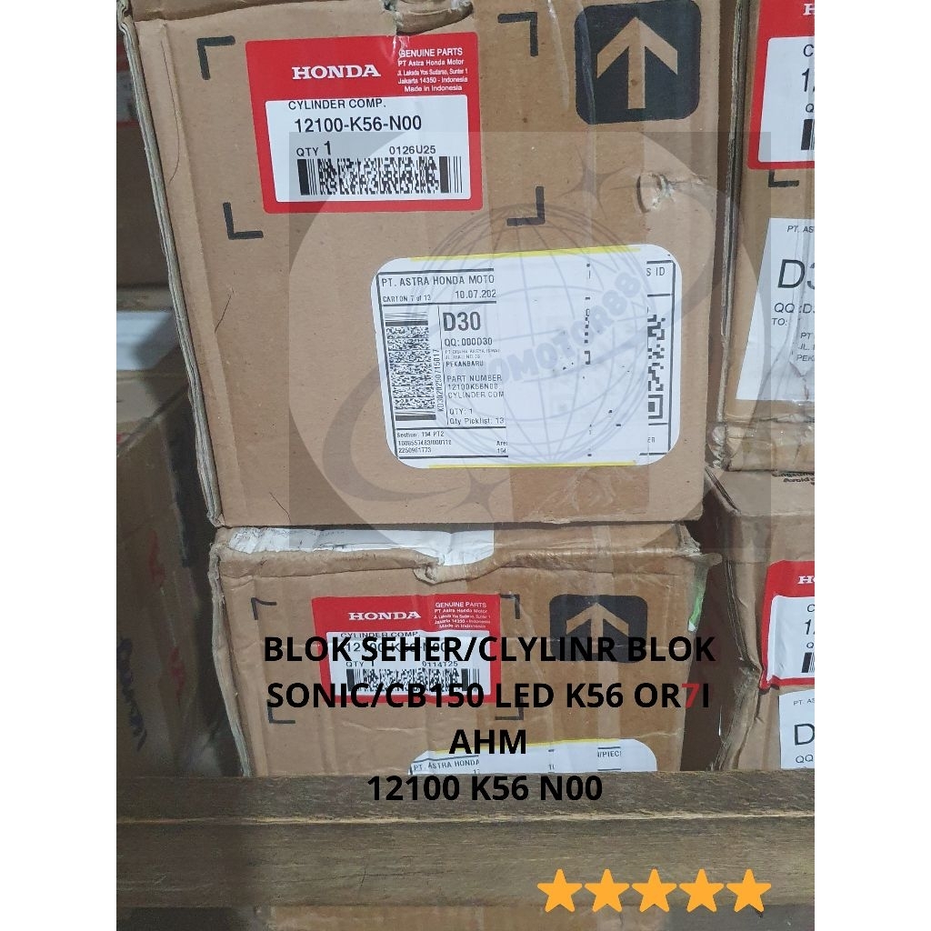 BLOK SEHER/CLYLINR BLOK SONIC/CB150 LED K56 ORI AHM12100 K56 N00 +PISTON KIT K56 STD ORI AHM