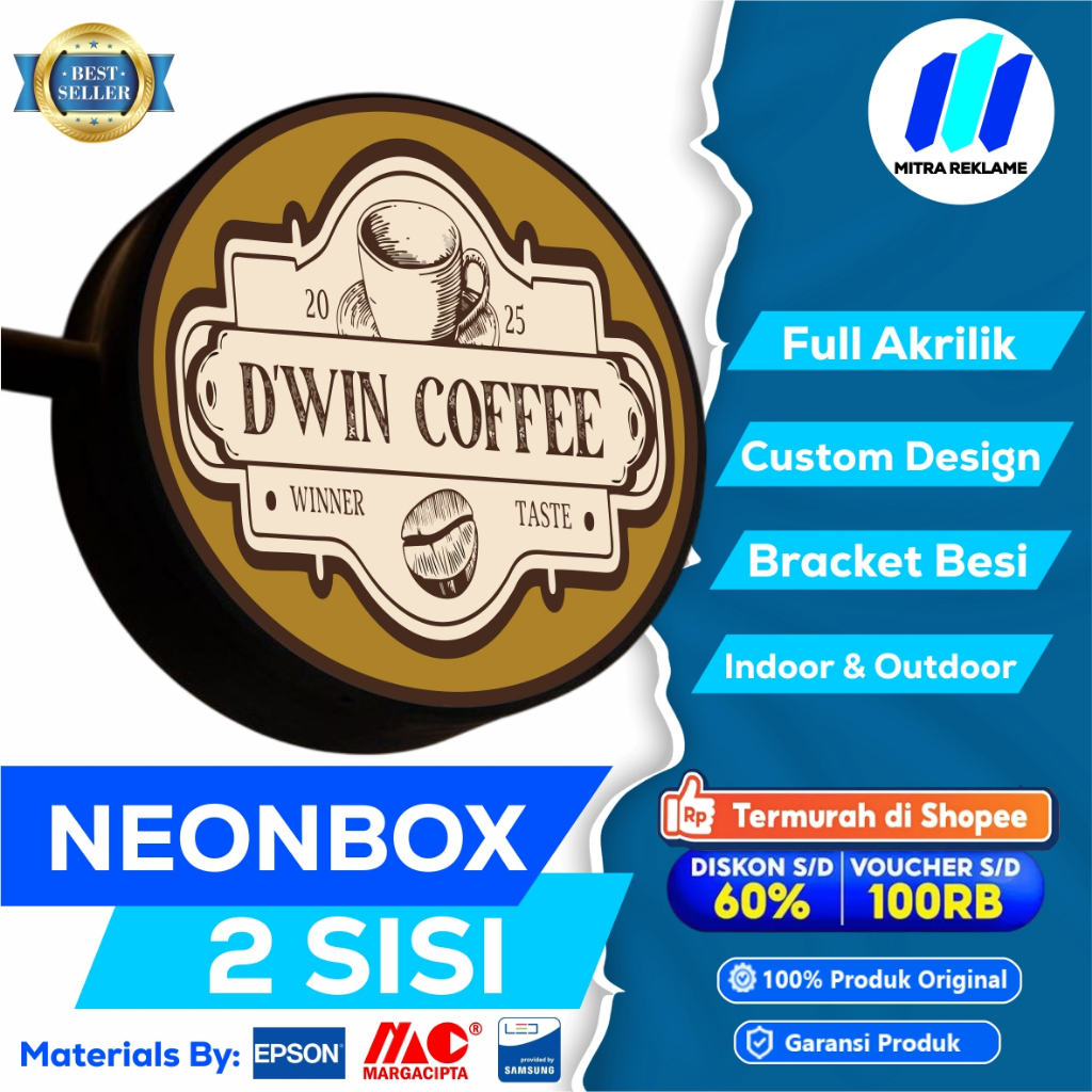 Neon Box Coffe Custom Logo